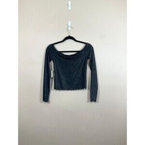 Forever 21 Womens Sparkly Crop Top S Black Silver Witch Goth Whimsigoth Glam NWT